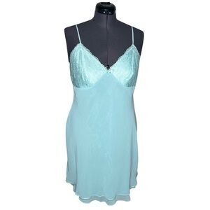 Gilligan & O’Malley Baby Blue Lace Chiffon Fairycore Babydoll Chemise Slip Dress